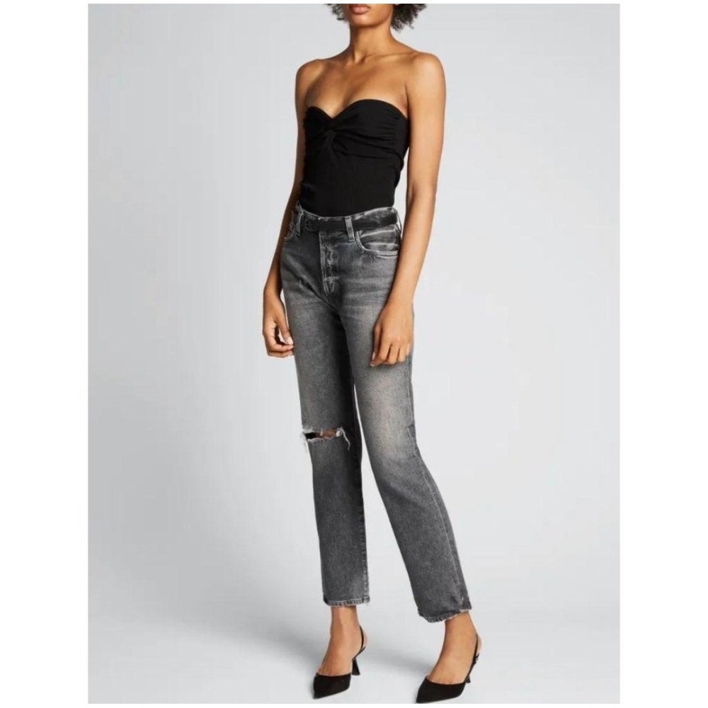 Goldsign Walcott Jeans Bonham‎ Grey High Rise Straight Leg Women's 27 Distresse